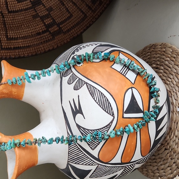 Native American Santo Domingo Chunky Turquoise & Heishi Vintage Necklace  💙🤎 - Picture 12 of 15